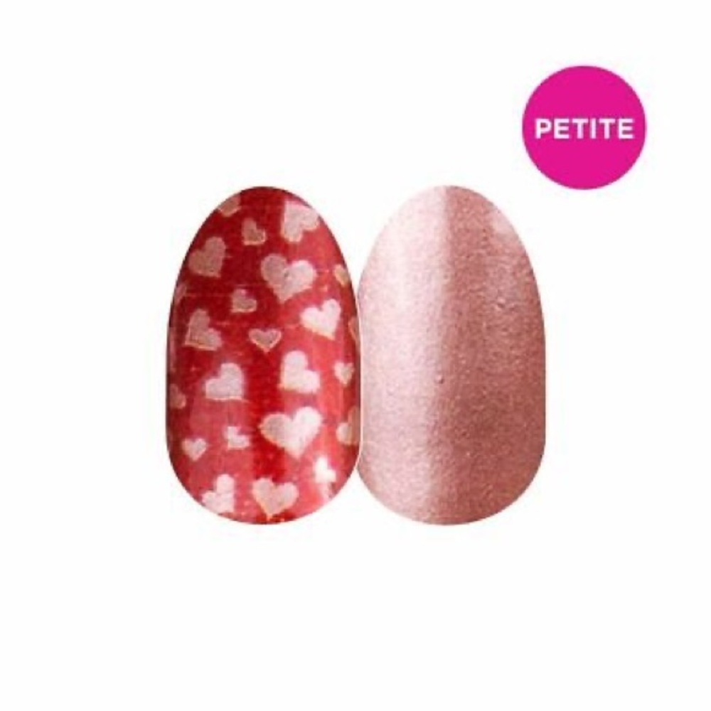 Color Street PETITE VALEN-TINY Red & Rose Gold Shimmer Love Hearts Nail Set